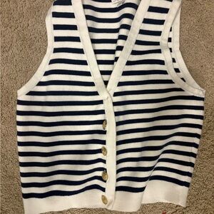 J. Crew Navy and White Striped Sweater Vest
